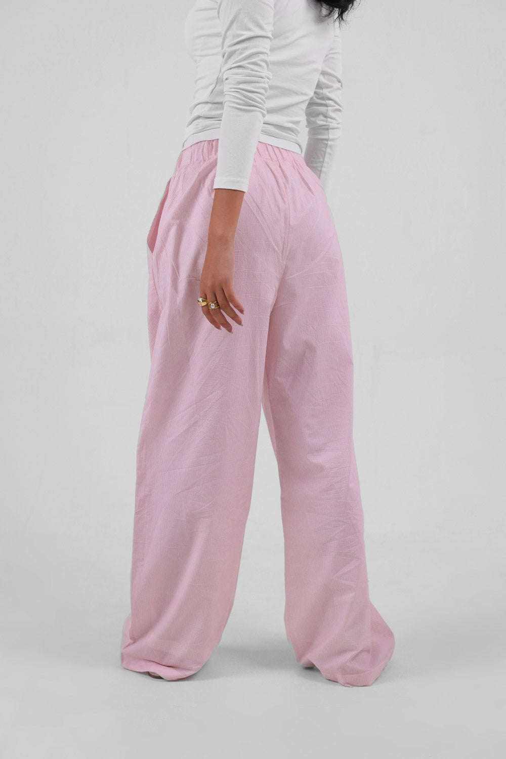 Every Day striped powder pink layered poplin pants