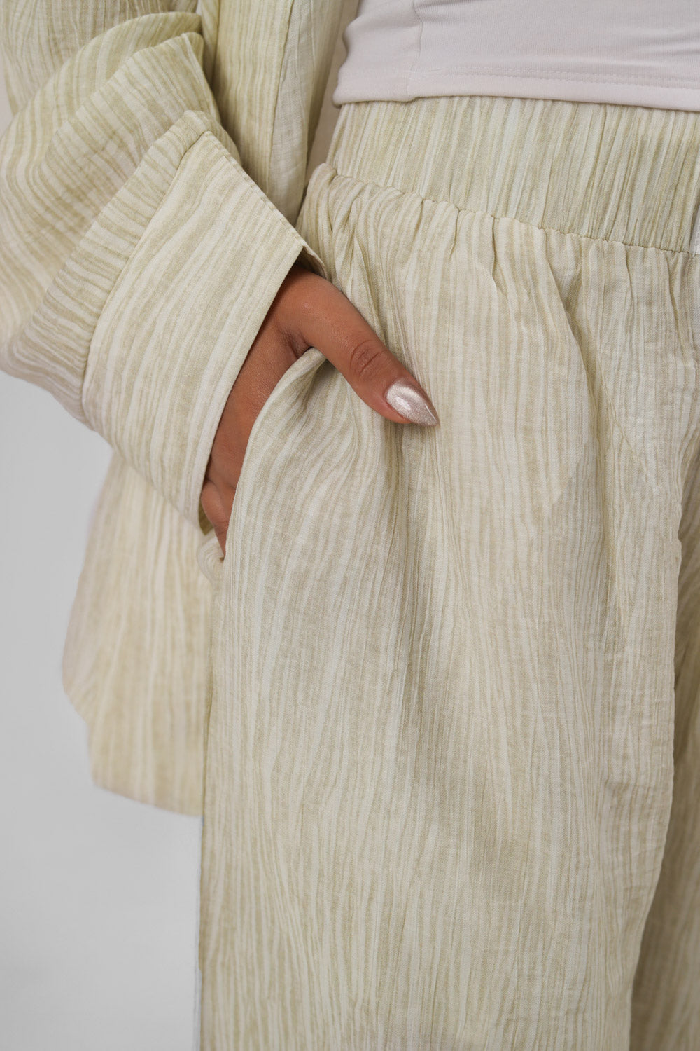 Essentials beige linen layered pant