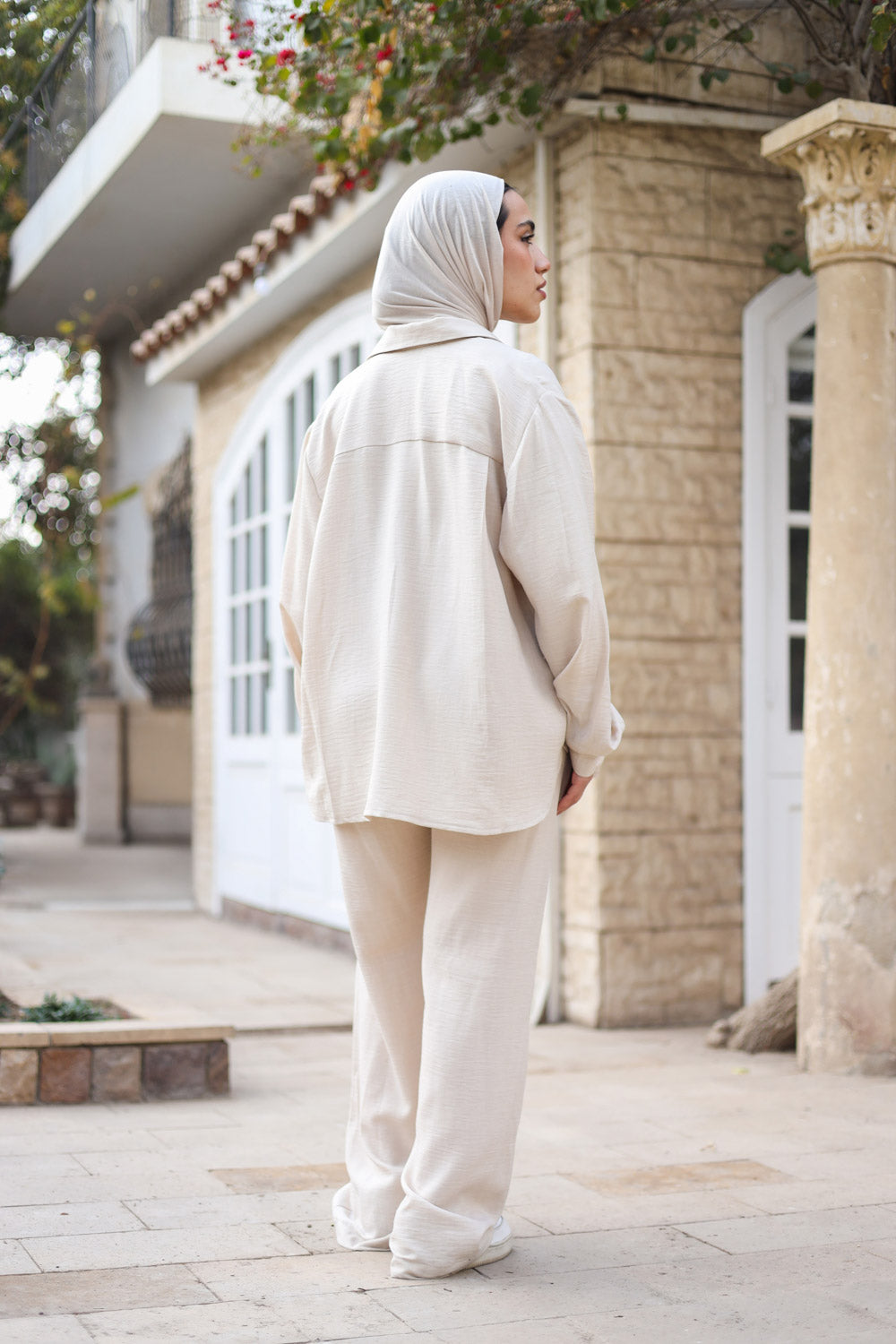 Beige linen pants
