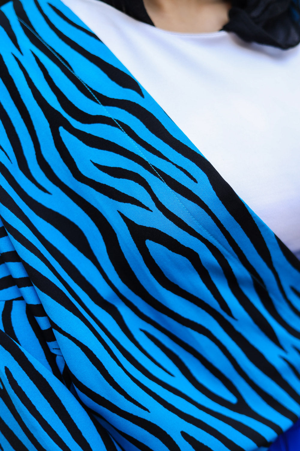 zebra blue crepe cardigan