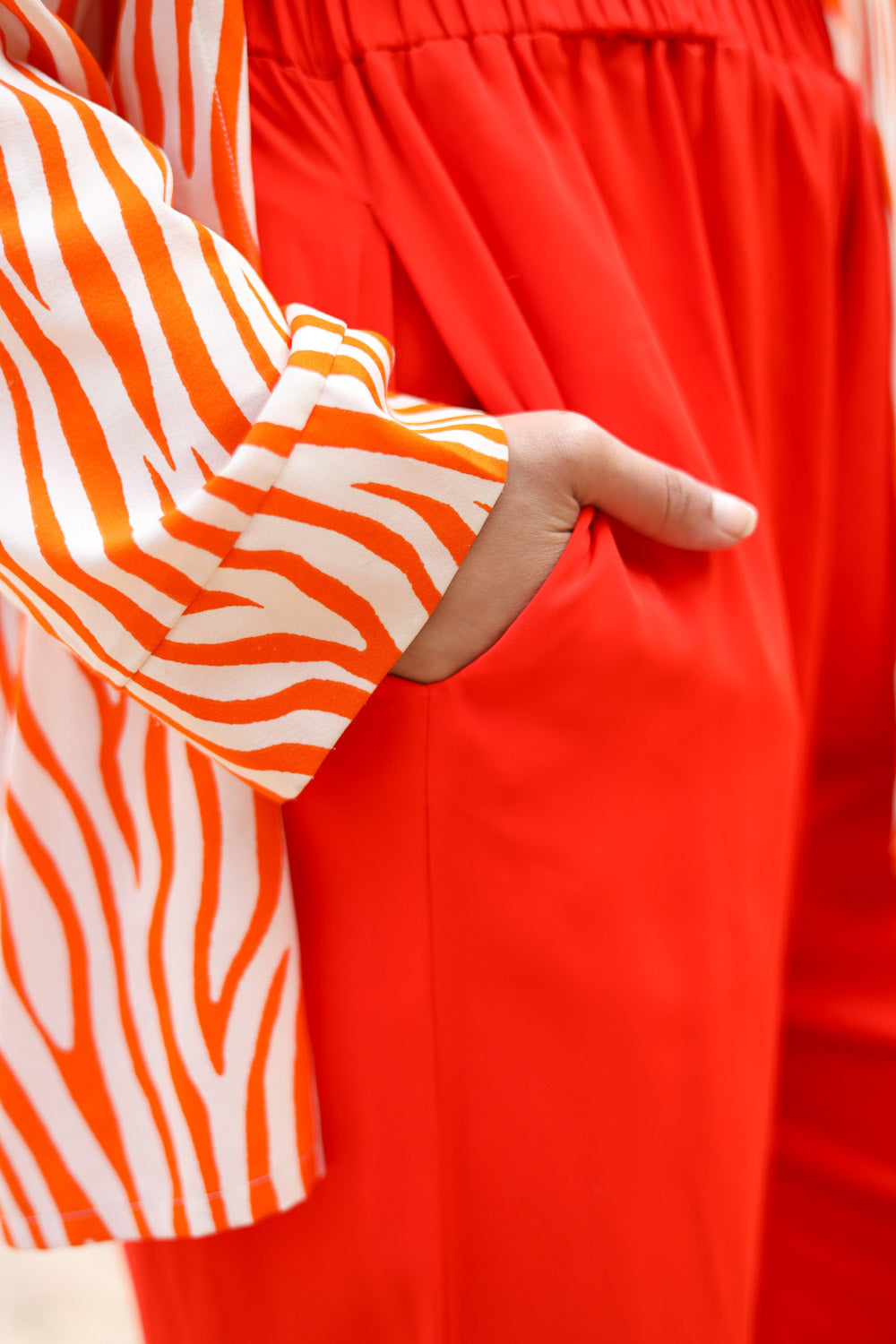 orange wide leg pants